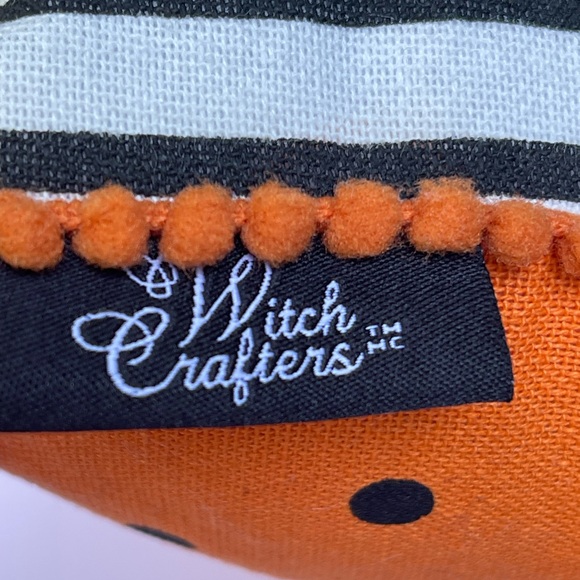 Witch Crafters Halloween Throw Pillow Truck Scene w/ Bats Crows & Pumpkins - Picture 8 of 8